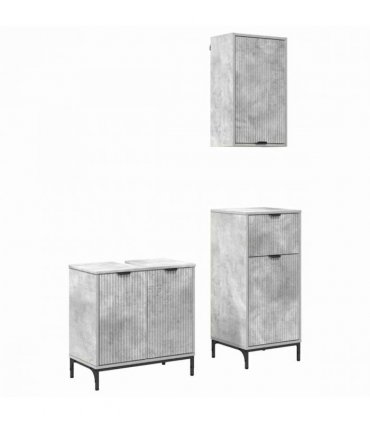 vidaXL Bathroom Furniture Set 3 pcs Concrete grey Engineered wood — V0672002549