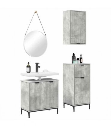 vidaXL Bathroom Furniture Set 3 pcs Concrete grey Engineered wood — V0672002549