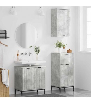 vidaXL Bathroom Furniture Set 3 pcs Concrete grey Engineered wood — V0672002549