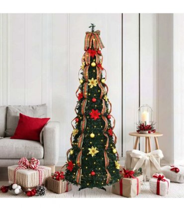 vidaXL Artificial Christmas Tree with 150 LEDs Green 185 cm PVC