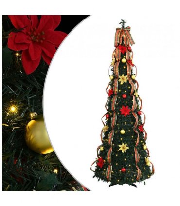 vidaXL Artificial Christmas Tree with 200 LEDs Green 215 cm PVC