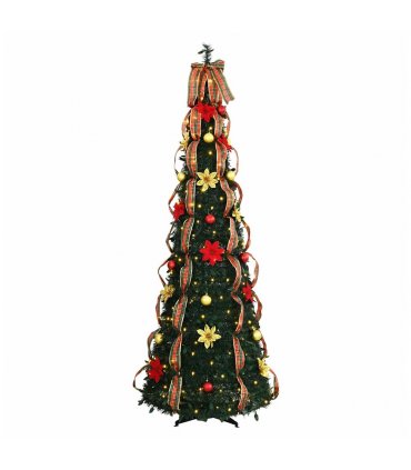 vidaXL Artificial Christmas Tree with 200 LEDs Green 215 cm PVC
