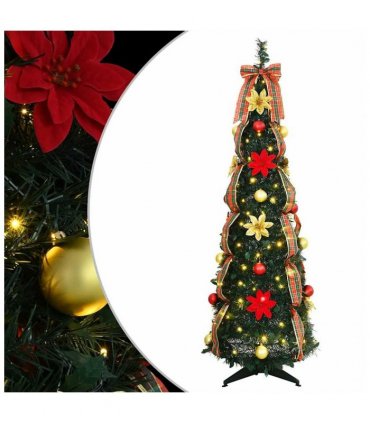 vidaXL Artificial Christmas Tree with 100 LEDs Green 155 cm PVC