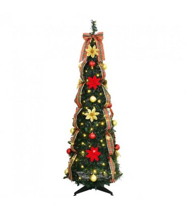 vidaXL Artificial Christmas Tree with 100 LEDs Green 155 cm PVC