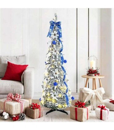 vidaXL Artificial Christmas Tree with 100 LEDs White 150 cm PVC — Size: 155 cm