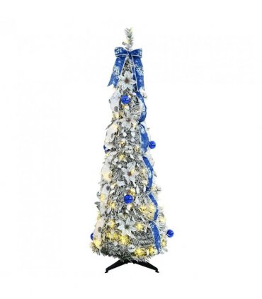 vidaXL Artificial Christmas Tree with 100 LEDs White 150 cm PVC — Size: 155 cm