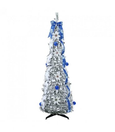vidaXL Artificial Christmas Tree with 100 LEDs White 150 cm PVC — Size: 155 cm