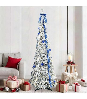 vidaXL Artificial Christmas Tree with 200 LEDs White 210 cm PVC — Size: 215 cm