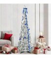 vidaXL Artificial Christmas Tree with 200 LEDs White 210 cm PVC — Size: 215 cm