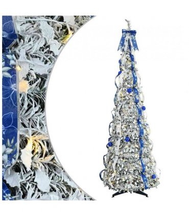 vidaXL Artificial Christmas Tree with 200 LEDs White 210 cm PVC — Size: 215 cm
