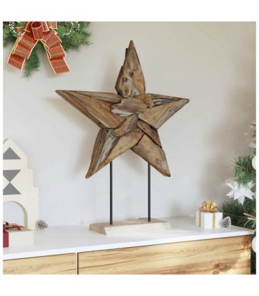 vidaXL Christmas Star Brown 59.5 x 18 x 74 cm Solid Teak Wood