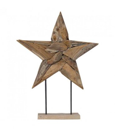 vidaXL Christmas Star Brown 59.5 x 18 x 74 cm Solid Teak Wood