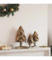 vidaXL Christmas Tree with Stand 3 pcs Brown Solid teak wood — Model: Set of 3 Xmas tree