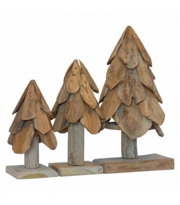 vidaXL Christmas Tree with Stand 3 pcs Brown Solid teak wood — Model: Set of 3 Xmas tree
