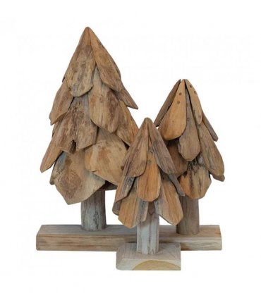 vidaXL Christmas Tree with Stand 3 pcs Brown Solid teak wood — Model: Set of 3 Xmas tree