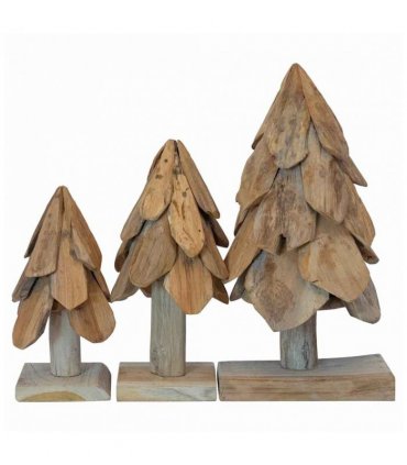 vidaXL Christmas Tree with Stand 3 pcs Brown Solid teak wood — Model: Set of 3 Xmas tree