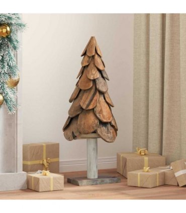 vidaXL Christmas Tree with Stand Brown 91 cm Solid teak wood — Model: 91 cm Xmas tree