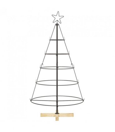 vidaXL Christmas Cone Tree with Stand Black 126 cm Steel — Size: 125 cm