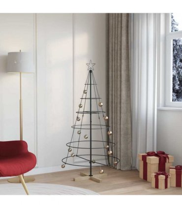 vidaXL Christmas Cone Tree with Stand Black 154 cm Steel — Size: 150 cm