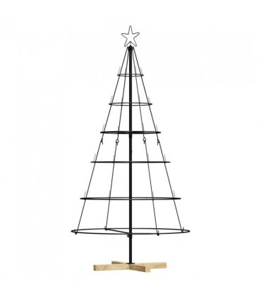 vidaXL Christmas Cone Tree with Stand Black 154 cm Steel — Size: 150 cm