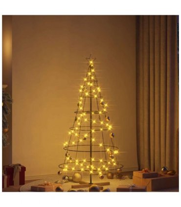 vidaXL Christmas Cone Tree with Stand Black 154 cm Steel — Size: 150 cm