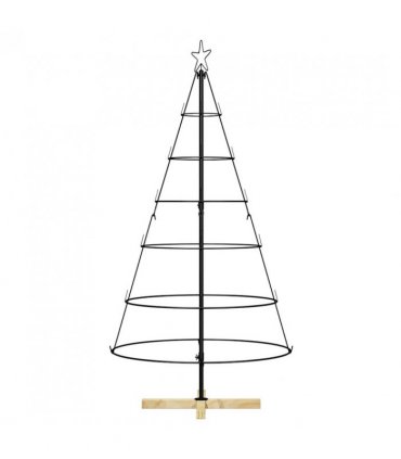 vidaXL Christmas Cone Tree with Stand Black 154 cm Steel — Size: 150 cm