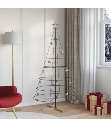 vidaXL Christmas Cone Tree with Stand Black 180.5 cm Steel — Size: 180 cm