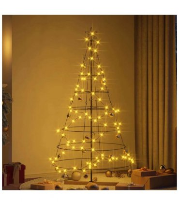 vidaXL Christmas Cone Tree with Stand Black 180.5 cm Steel — Size: 180 cm