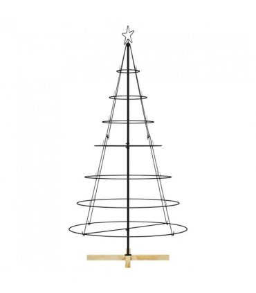vidaXL Christmas Cone Tree with Stand Black 180.5 cm Steel — Size: 180 cm