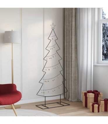 vidaXL Metal Christmas Tree with Stand Black 180 cm Steel — Size: 181 cm