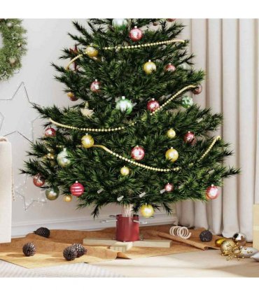 vidaXL Christmas Tree Stand 1.73 Red 50 x 50 x 16 cm Solid Pine Wood