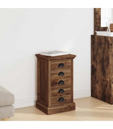 vidaXL Chest of Drawers Natural 35 x 30 x 60 cm Solid Teak Wood — Size: 35.5 x 29.5 x 60 cm
