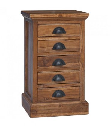 vidaXL Chest of Drawers Natural 35 x 30 x 60 cm Solid Teak Wood — Size: 35.5 x 29.5 x 60 cm