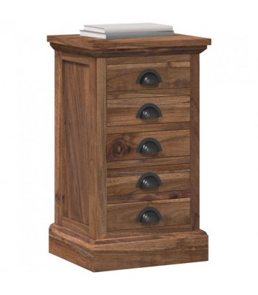 vidaXL Chest of Drawers Natural 35 x 30 x 60 cm Solid Teak Wood — Size: 35.5 x 29.5 x 60 cm
