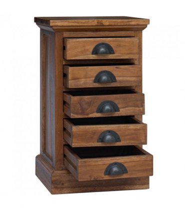 vidaXL Chest of Drawers Natural 35 x 30 x 60 cm Solid Teak Wood — Size: 35.5 x 29.5 x 60 cm