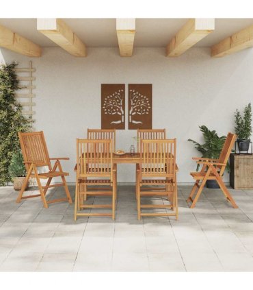 vidaXL Garden Dining Set Folding 7 pcs Brown Solid Acacia Wood — Model: Table +6x chair
