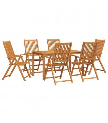 vidaXL Garden Dining Set Folding 7 pcs Brown Solid Acacia Wood — Model: Table +6x chair