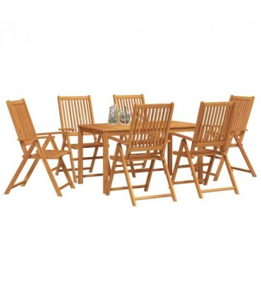 vidaXL Garden Dining Set Folding 7 pcs Brown Solid Acacia Wood — Model: Table +6x chair