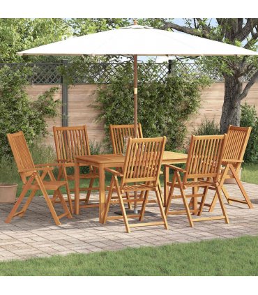 vidaXL Garden Dining Set Folding 7 pcs Brown Solid Acacia Wood — Model: Table +6x chair