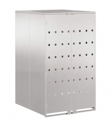 vidaXL Wheelie Bin Storage with Gas Lift-up Lid for 240L Bin Silver — Model: All stainless steel