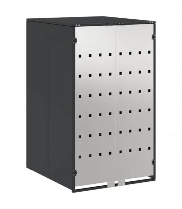 vidaXL Wheelie Bin Storage with Gas Lift-up Lid for 240L Bin Steel — Model: Stainless steel without planter