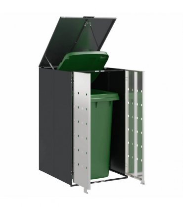 vidaXL Wheelie Bin Storage with Gas Lift-up Lid for 240L Bin Steel — Model: Stainless steel without planter