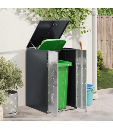 vidaXL Wheelie Bin Storage with Gas Lift-up Lid for 240L Bin Steel — Model: Stainless steel without planter