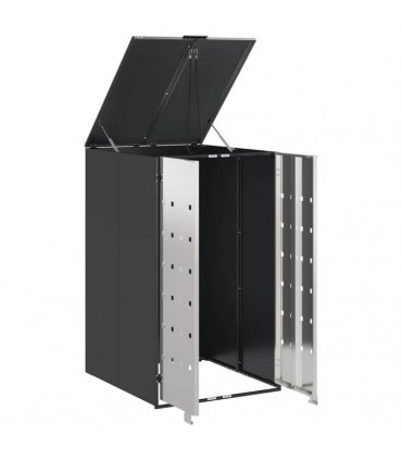 vidaXL Wheelie Bin Storage with Gas Lift-up Lid for 240L Bin Steel — Model: Stainless steel without planter