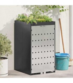 vidaXL Wheelie Bin Storage with Planter Roof for 240L Bin Steel — Model: Stainless steel with planter