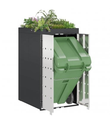vidaXL Wheelie Bin Storage with Planter Roof for 240L Bin Steel — Model: Stainless steel with planter
