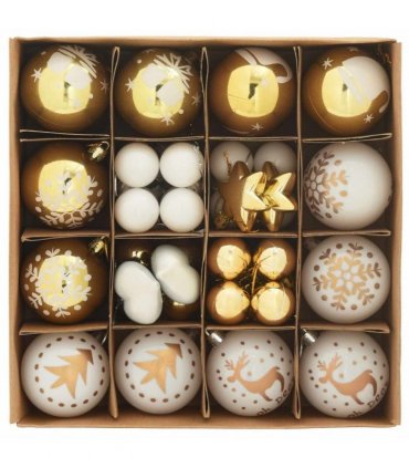 vidaXL Christmas Bauble Set 40 pcs White and Gold Plastic