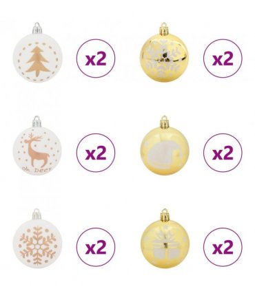 vidaXL Christmas Bauble Set 40 pcs White and Gold Plastic