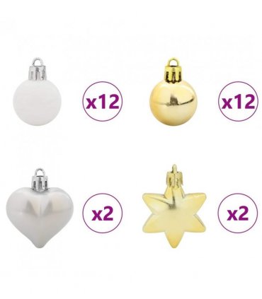 vidaXL Christmas Bauble Set 40 pcs White and Gold Plastic
