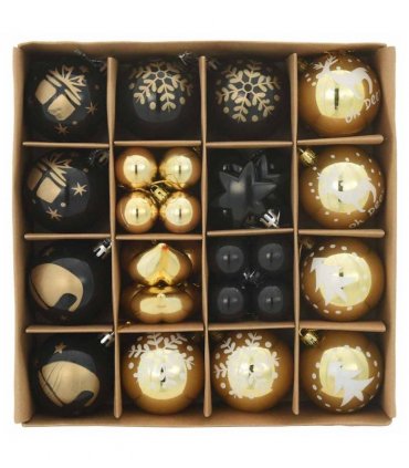 vidaXL Christmas Bauble Set 40 pcs Black and Gold Plastic